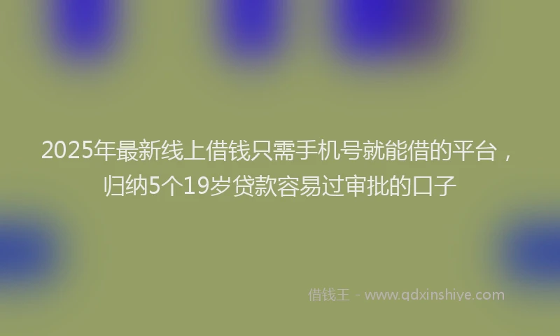 2025年最新线上借钱只需手机号就能借的平台，归纳5个19岁贷款容易过审批的口子