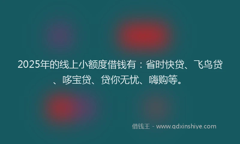 2025年的线上小额度借钱有：省时快贷、飞鸟贷、哆宝贷、贷你无忧、嗨购等。