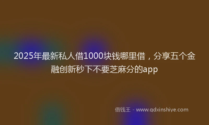 2025年最新私人借1000块钱哪里借，分享五个金融创新秒下不要芝麻分的app