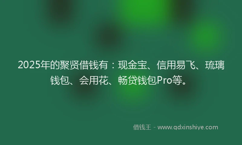 2025年的聚贤借钱有：现金宝、信用易飞、琉璃钱包、会用花、畅贷钱包Pro等。