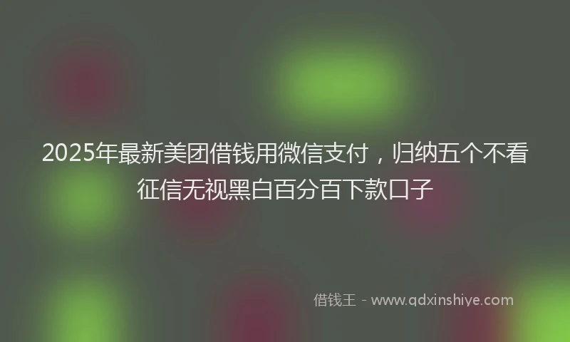 2025年最新美团借钱用微信支付，归纳五个不看征信无视黑白百分百下款口子