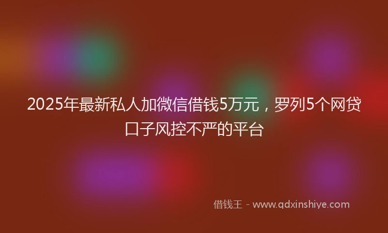 2025年最新私人加微信借钱5万元，罗列5个网贷口子风控不严的平台