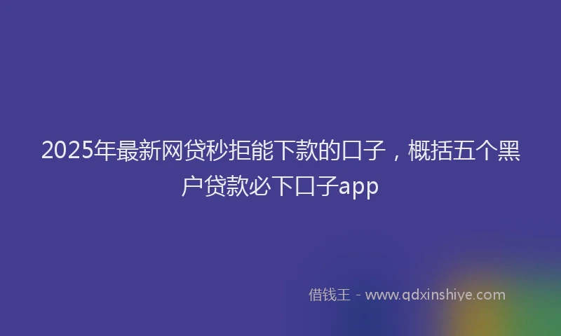 2025年最新网贷秒拒能下款的口子，概括五个黑户贷款必下口子app