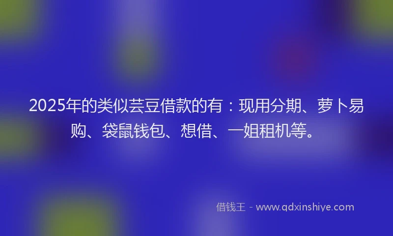 2025年的类似芸豆借款的有：现用分期、萝卜易购、袋鼠钱包、想借、一姐租机等。