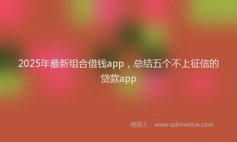 2025年最新组合借钱app，总结五个不上征信的贷款app