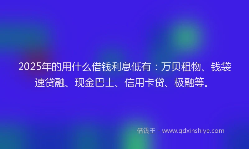 2025年的用什么借钱利息低有：万贝租物、钱袋速贷融、现金巴士、信用卡贷、极融等。