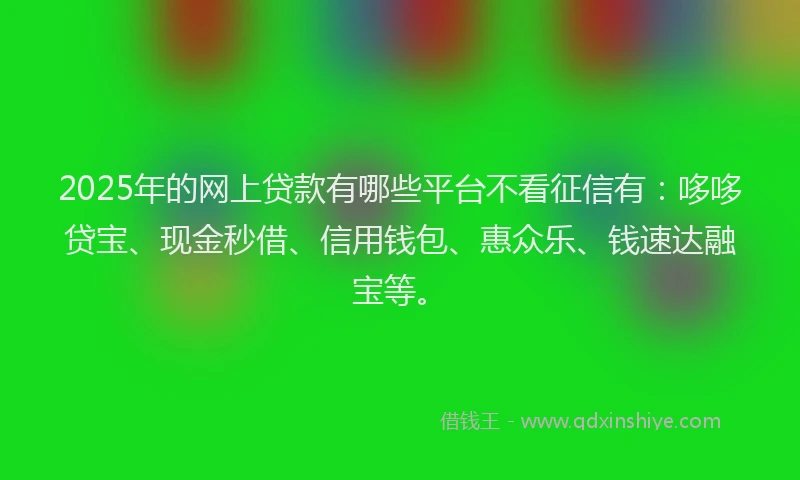 2025年的网上贷款有哪些平台不看征信有：哆哆贷宝、现金秒借、信用钱包、惠众乐、钱速达融宝等。