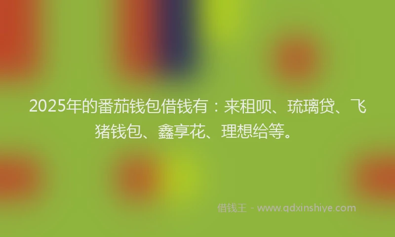 2025年的番茄钱包借钱有：来租呗、琉璃贷、飞猪钱包、鑫享花、理想给等。