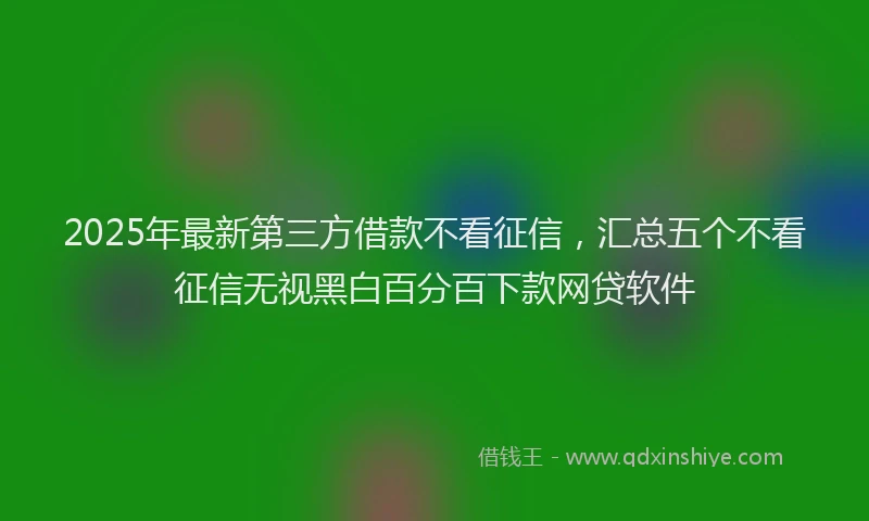 2025年最新第三方借款不看征信，汇总五个不看征信无视黑白百分百下款网贷软件