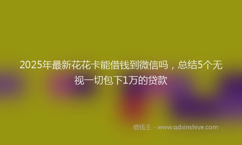 2025年最新花花卡能借钱到微信吗，总结5个无视一切包下1万的贷款