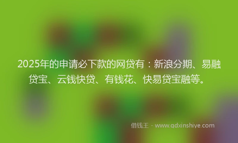2025年的申请必下款的网贷有：新浪分期、易融贷宝、云钱快贷、有钱花、快易贷宝融等。