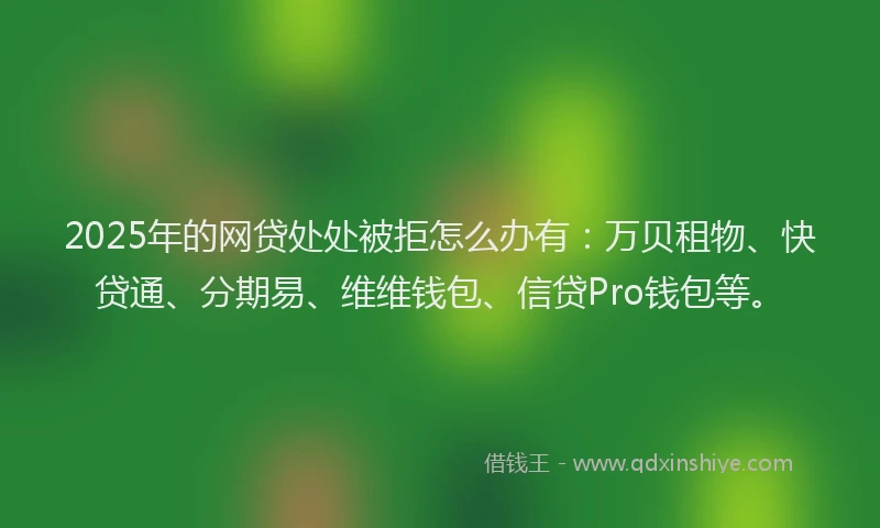 2025年的网贷处处被拒怎么办有：万贝租物、快贷通、分期易、维维钱包、信贷Pro钱包等。