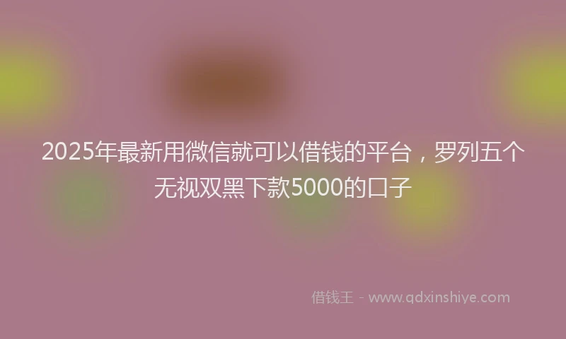 2025年最新用微信就可以借钱的平台，罗列五个无视双黑下款5000的口子