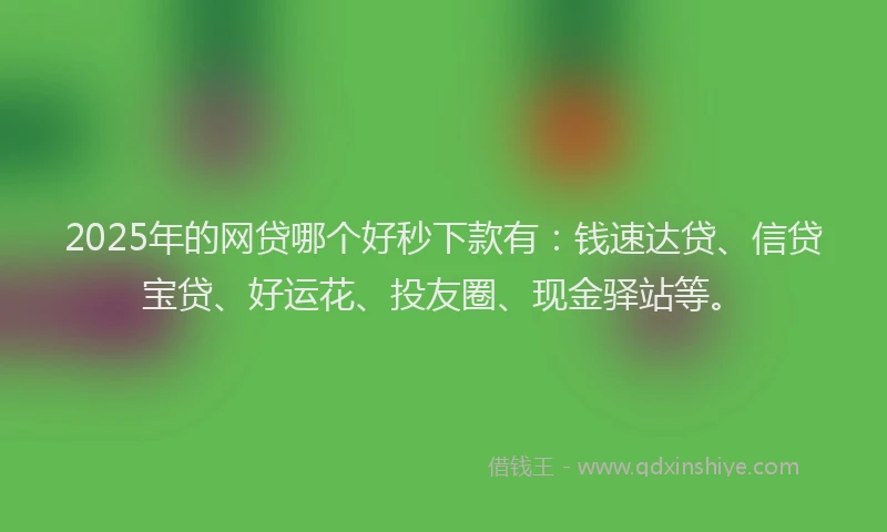 2025年的网贷哪个好秒下款有：钱速达贷、信贷宝贷、好运花、投友圈、现金驿站等。