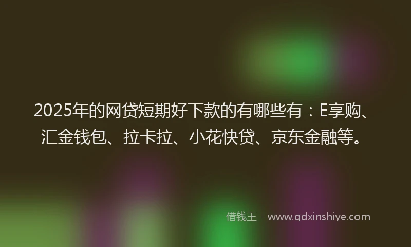 2025年的网贷短期好下款的有哪些有：E享购、汇金钱包、拉卡拉、小花快贷、京东金融等。