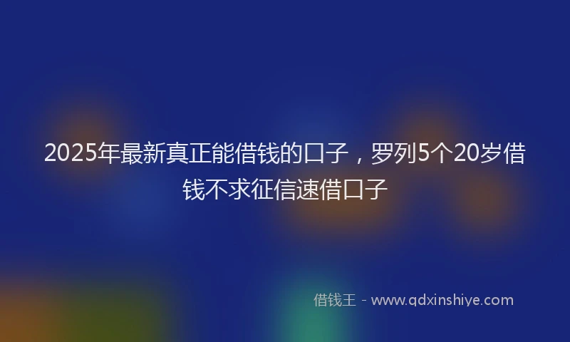 2025年最新真正能借钱的口子，罗列5个20岁借钱不求征信速借口子