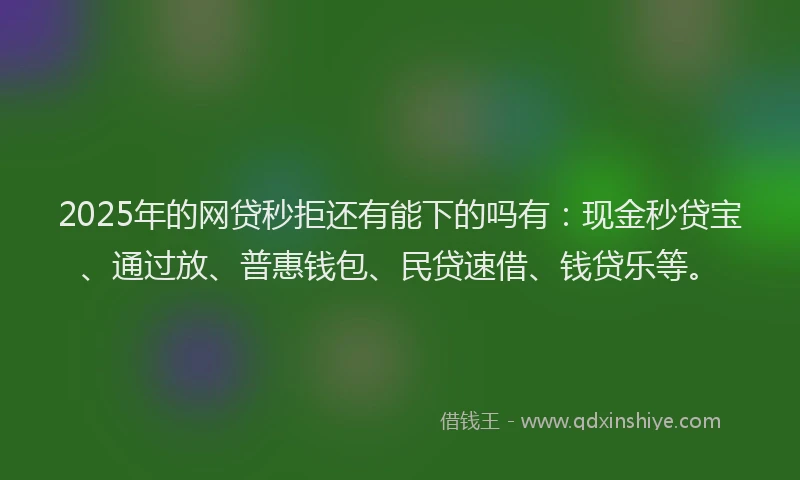 2025年的网贷秒拒还有能下的吗有：现金秒贷宝、通过放、普惠钱包、民贷速借、钱贷乐等。