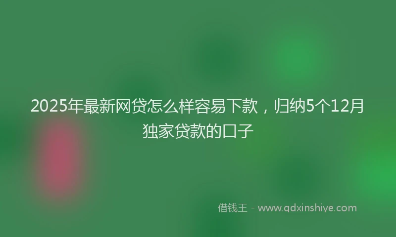 2025年最新网贷怎么样容易下款，归纳5个12月独家贷款的口子