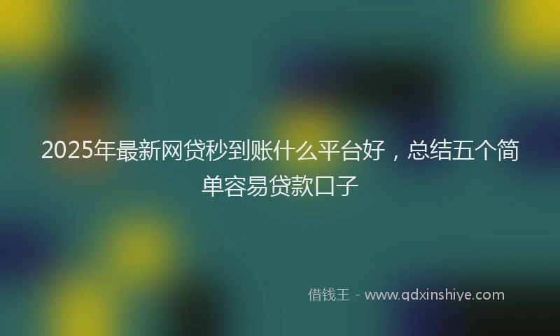 2025年最新网贷秒到账什么平台好，总结五个简单容易贷款口子