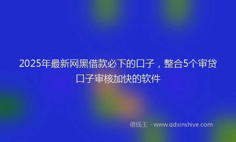 2025年最新网黑借款必下的口子，整合5个审贷口子审核加快的软件