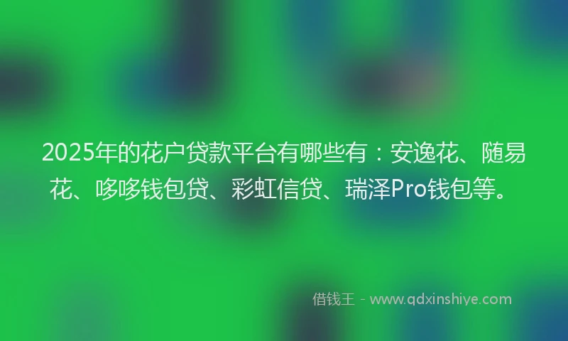 2025年的花户贷款平台有哪些有：安逸花、随易花、哆哆钱包贷、彩虹信贷、瑞泽Pro钱包等。