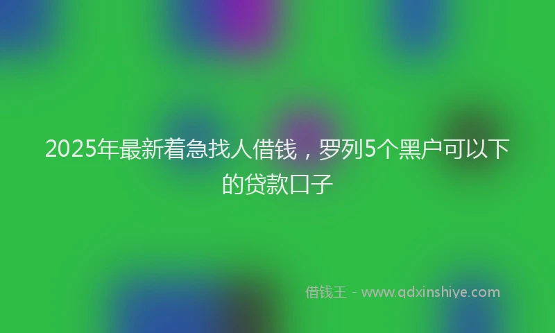2025年最新着急找人借钱，罗列5个黑户可以下的贷款口子