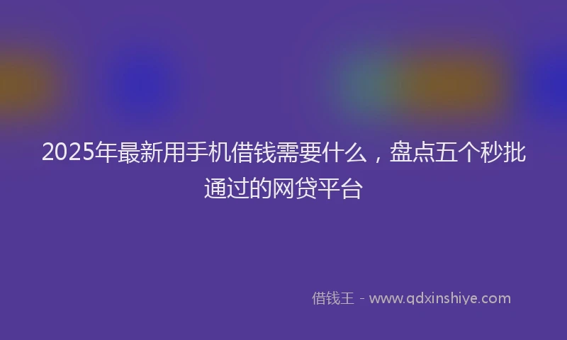 2025年最新用手机借钱需要什么，盘点五个秒批通过的网贷平台