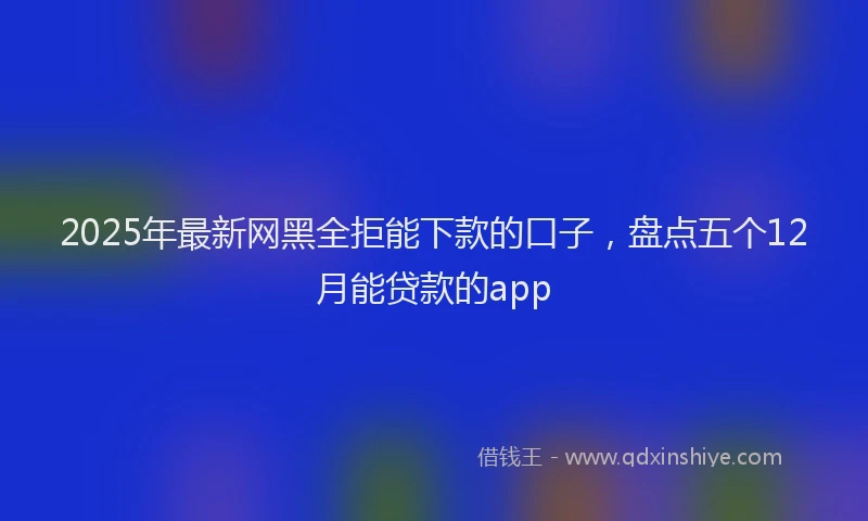 2025年最新网黑全拒能下款的口子，盘点五个12月能贷款的app