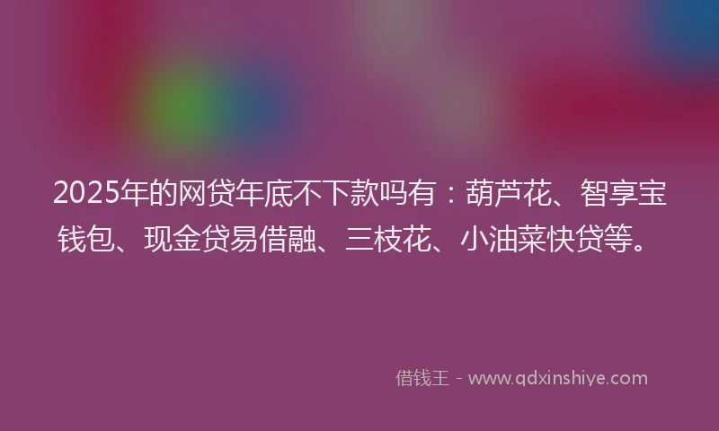 2025年的网贷年底不下款吗有：葫芦花、智享宝钱包、现金贷易借融、三枝花、小油菜快贷等。