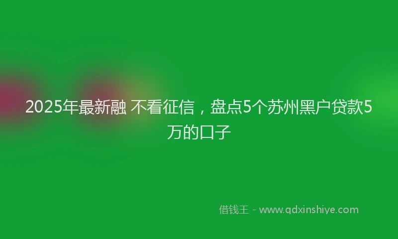 2025年最新融 不看征信，盘点5个苏州黑户贷款5万的口子
