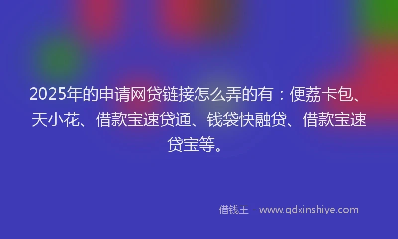 2025年的申请网贷链接怎么弄的有:便荔卡包、天小花、借款宝速贷通、钱袋快融贷、借款宝速贷宝等。