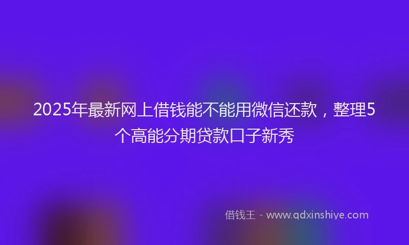 2025年最新网上借钱能不能用微信还款，整理5个高能分期贷款口子新秀