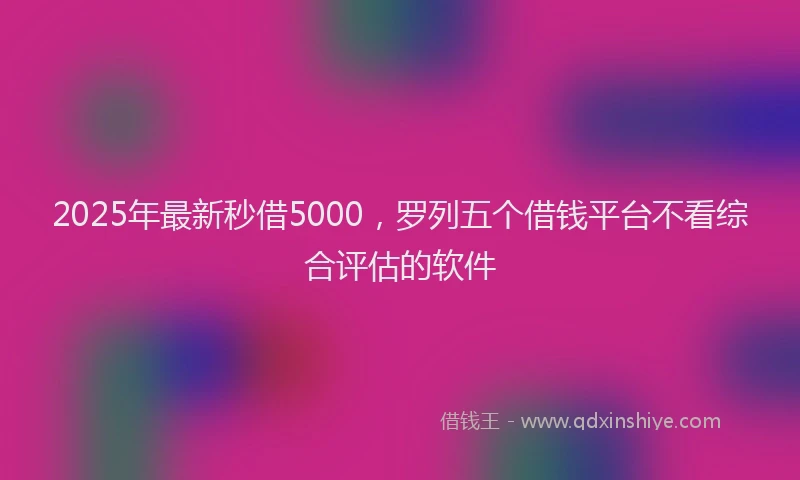 2025年最新秒借5000，罗列五个借钱平台不看综合评估的软件