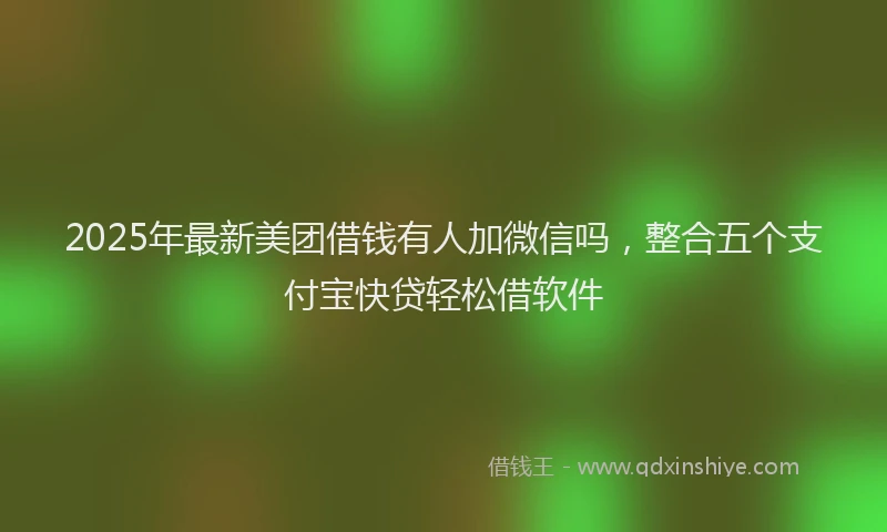 2025年最新美团借钱有人加微信吗，整合五个支付宝快贷轻松借软件