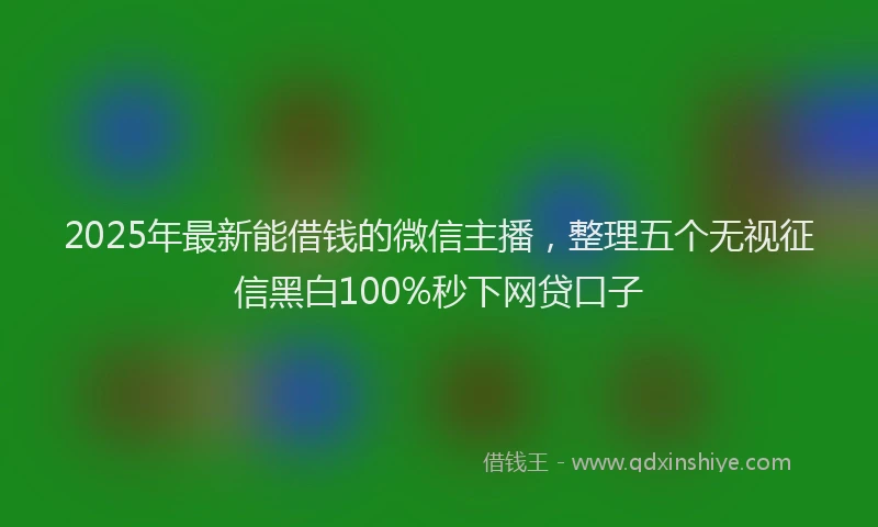 2025年最新能借钱的微信主播，整理五个无视征信黑白100%秒下网贷口子