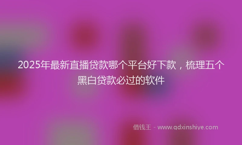 2025年最新直播贷款哪个平台好下款，梳理五个黑白贷款必过的软件