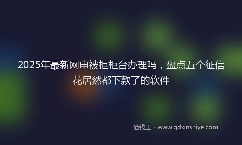 2025年最新网申被拒柜台办理吗，盘点五个征信花居然都下款了的软件