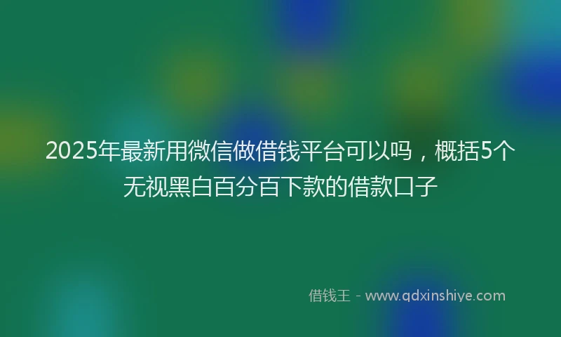 2025年最新用微信做借钱平台可以吗，概括5个无视黑白百分百下款的借款口子