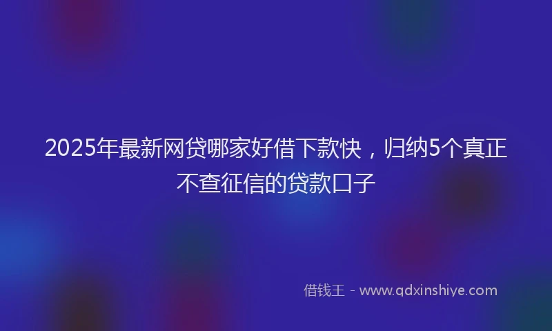 2025年最新网贷哪家好借下款快，归纳5个真正不查征信的贷款口子