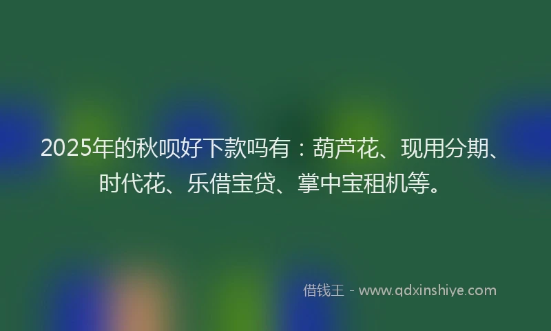 2025年的秋呗好下款吗有：葫芦花、现用分期、时代花、乐借宝贷、掌中宝租机等。