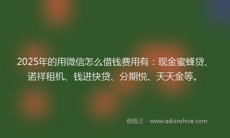 2025年的用微信怎么借钱费用有：现金蜜蜂贷、诺祥租机、钱进快贷、分期悦、天天金等。