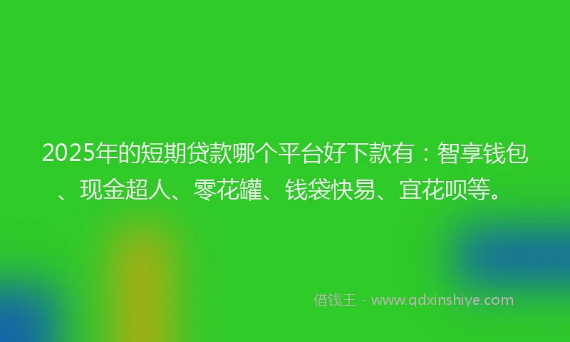 2025年的短期贷款哪个平台好下款有：智享钱包、现金超人、零花罐、钱袋快易、宜花呗等。