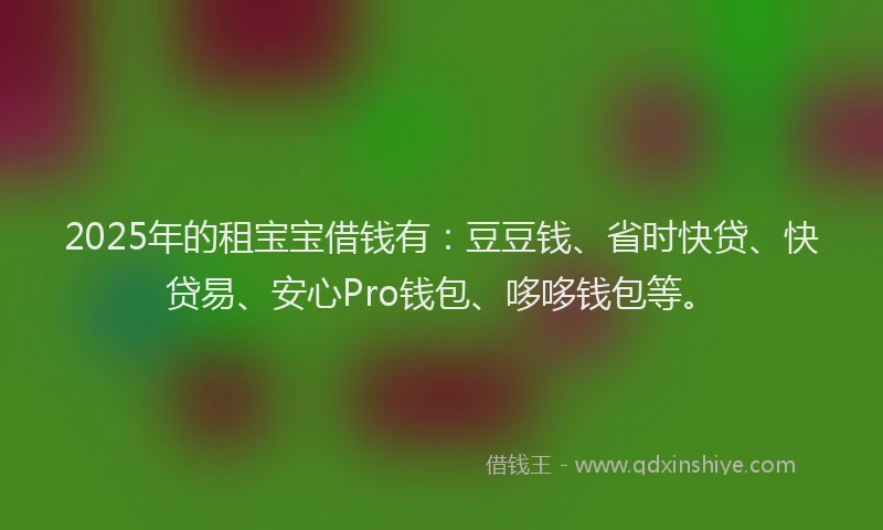 2025年的租宝宝借钱有：豆豆钱、省时快贷、快贷易、安心Pro钱包、哆哆钱包等。