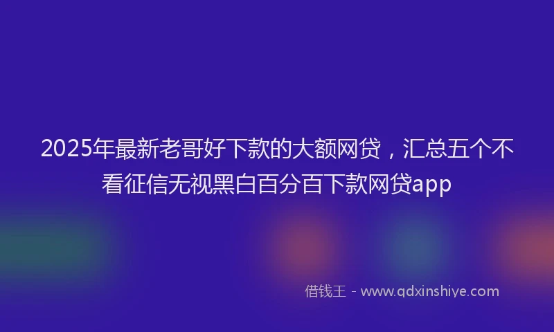 2025年最新老哥好下款的大额网贷，汇总五个不看征信无视黑白百分百下款网贷app