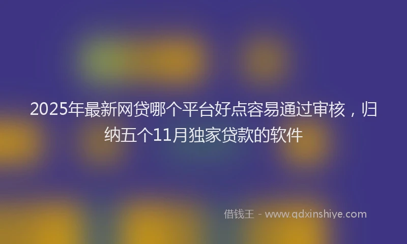 2025年最新网贷哪个平台好点容易通过审核，归纳五个11月独家贷款的软件