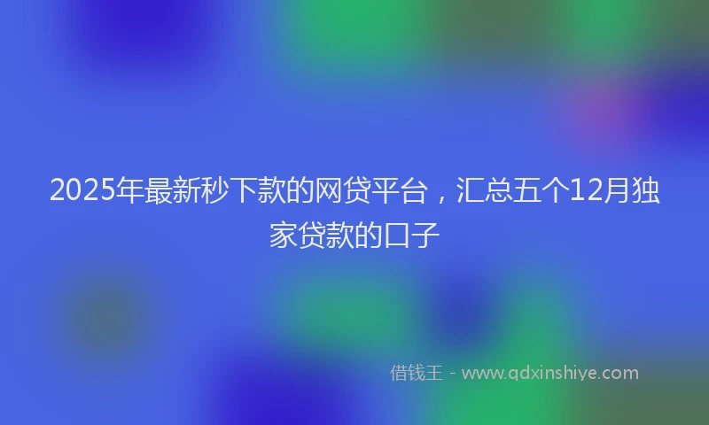 2025年最新秒下款的网贷平台，汇总五个12月独家贷款的口子