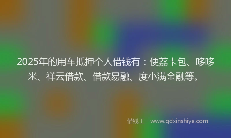 2025年的用车抵押个人借钱有：便荔卡包、哆哆米、祥云借款、借款易融、度小满金融等。