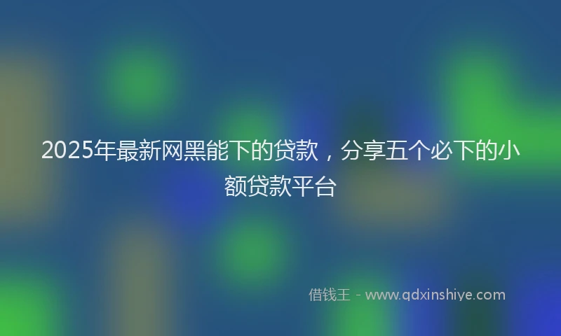 2025年最新网黑能下的贷款，分享五个必下的小额贷款平台