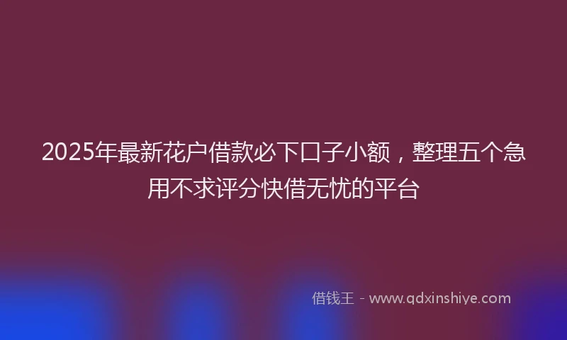 2025年最新花户借款必下口子小额，整理五个急用不求评分快借无忧的平台
