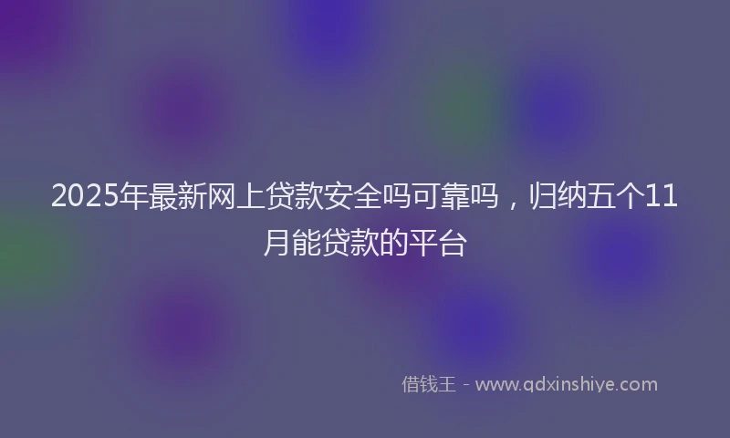 2025年最新网上贷款安全吗可靠吗，归纳五个11月能贷款的平台